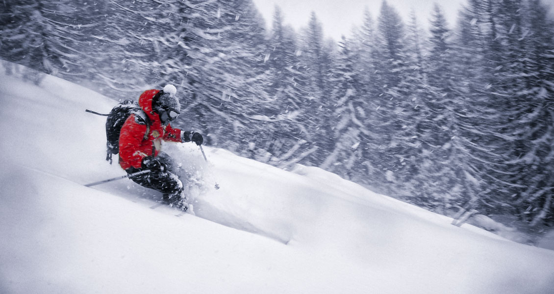 foto di Alberto, Guida Alpina UIAGM, durante attività di Freeride Fuoripista