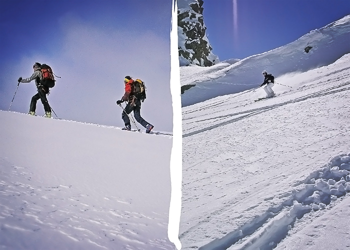 due foto di freeride e scialpinismo